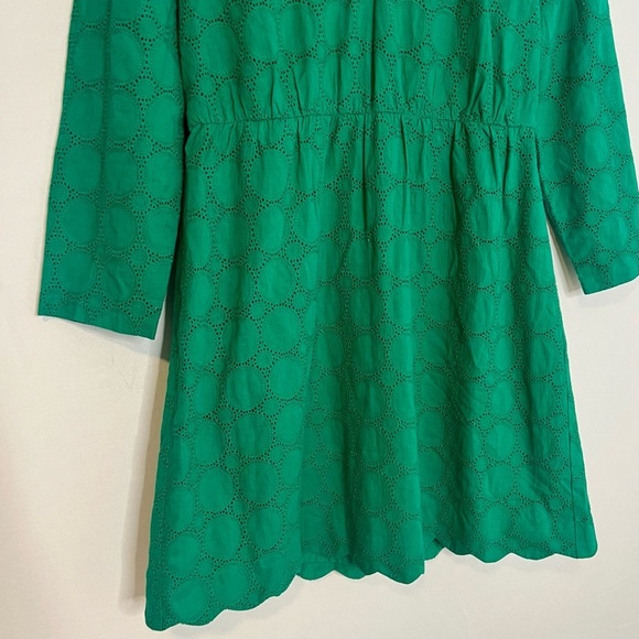 J. Crew Green Cotton V-Neck Circle-Eyelet Lace Dress. Size 12. - Picture 6 of 14